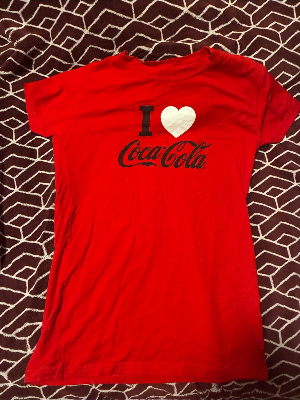 Coca-Cola Red Tee with White Heart and Black Logo !!  fits like a small !!